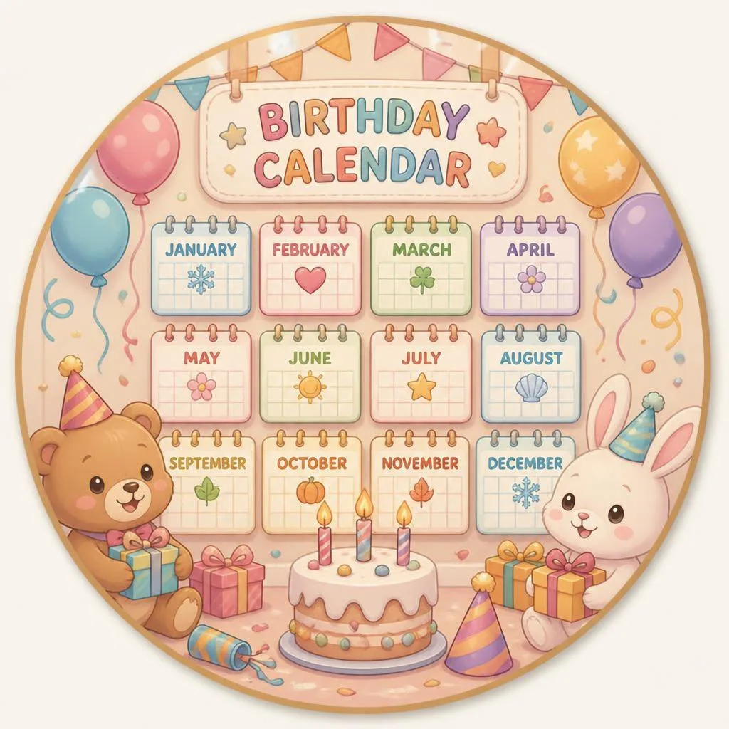 Birthday Calendar coloring pages
